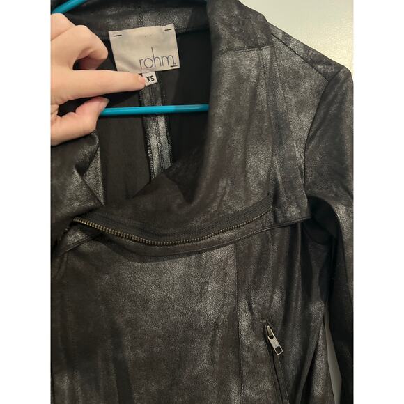 Rohm Soft Faux Leather Moto Jacket – XS Black/Silver - Picture 3 of 4
